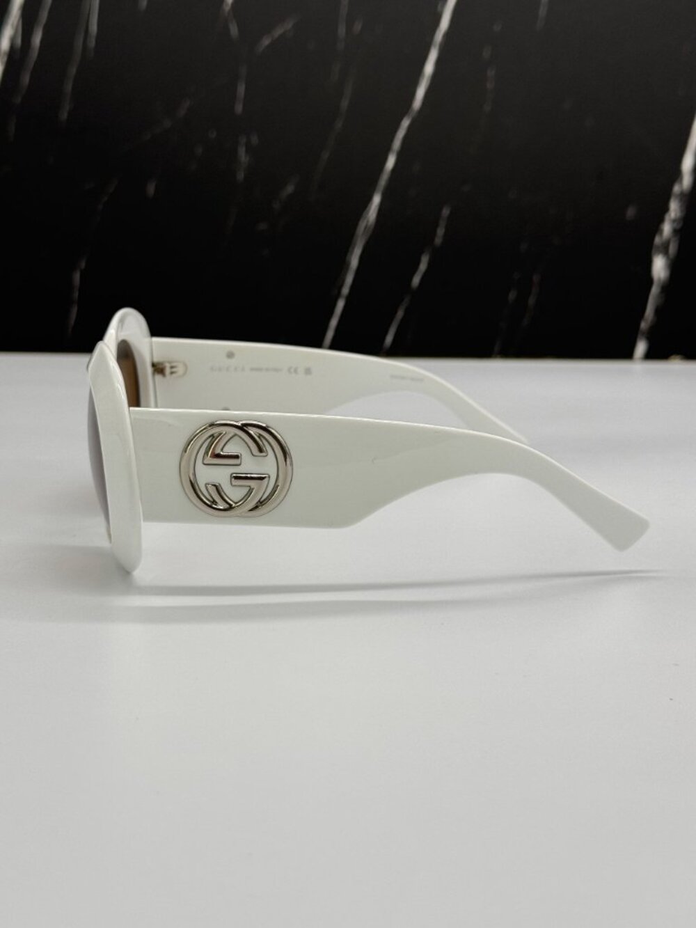 NEW GUCCI GG1647S 003 SUNGLASSES WHITE BROWN ROUND WOMEN EYEWEAR GUCCI - Picture 7 of 11
